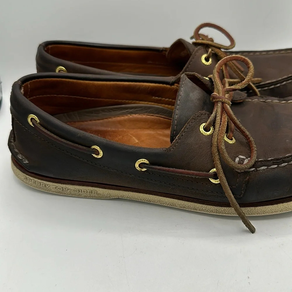 Sperry Top-Sider men’s chocolate brown boat shoes, size 10M - Picture 2 of 12
